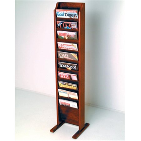 WOODEN MALLET Cascade Free Standing 10 Pocket Magazine Rack in Mahogany WO599414